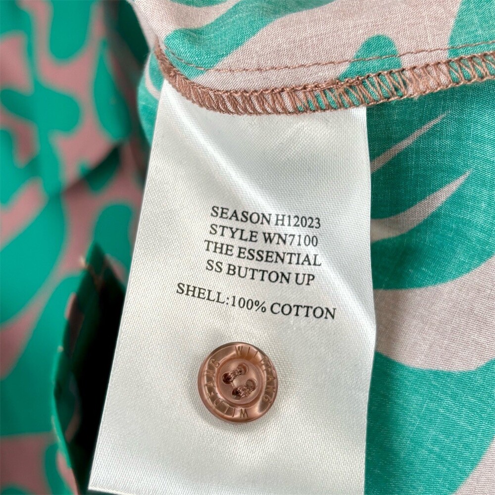 Wildfang The Essential Button-Up Shirt Womens Green Pink Abstract - Picture 6 of 7